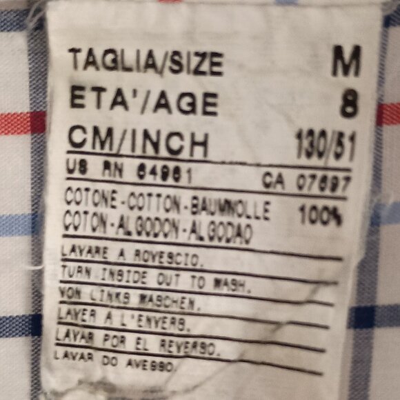 United Colors of Benetton Boys White Red Blue Button Down Shirt Size M 8 EUC - Picture 7 of 14